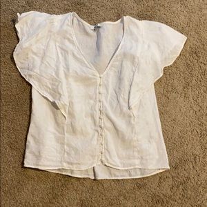 Madewell Flutter Sleeve button down linen crop